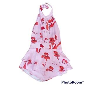 Parker Halter Top Floral Keyhole Tiered Ruffles Sz S